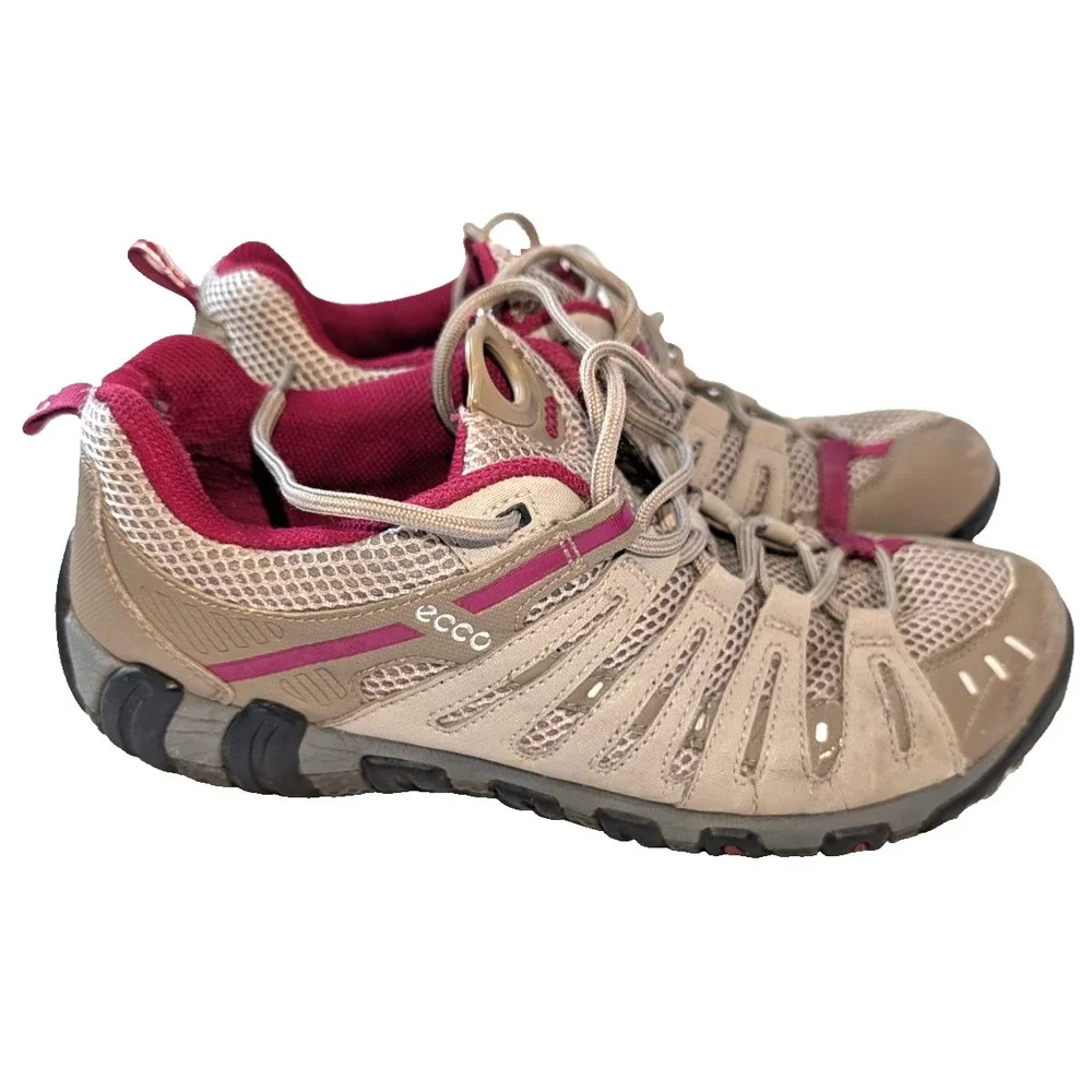 ECCO Womens 11-11.5 M (47) Ultra Terrain Hiking Shoes Brown & Wine Red Receptor